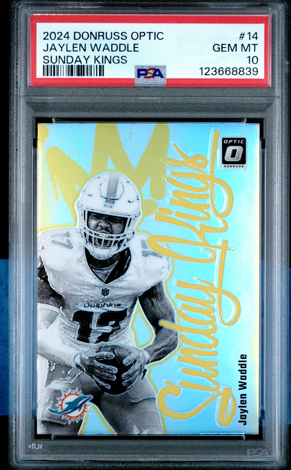 2024 Panini Donruss Optic Sunday Kings Jaylen Waddle #14 Gem Mt 10 front