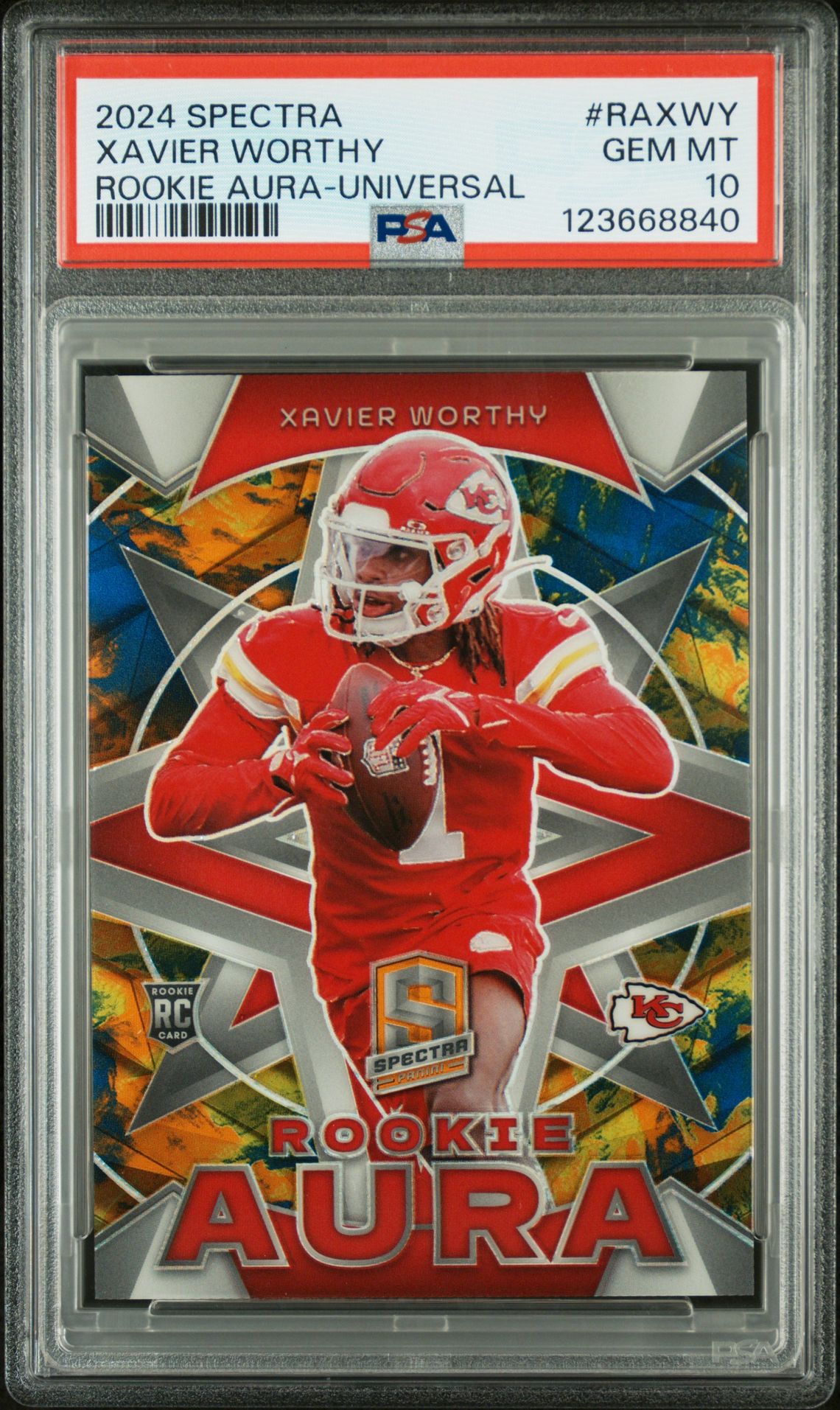 2024 Panini Spectra Rookie Aura Xavier Worthy #Raxwy (Rookie Aura-Universal) Gem Mt 10 front