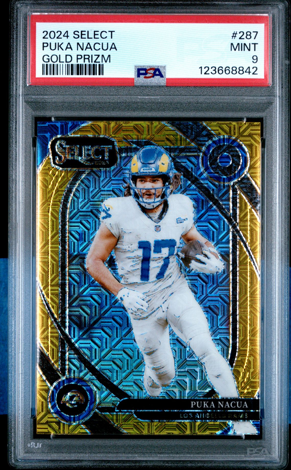 2024 Panini Select Puka Nacua #287 (Gold Prizm) Mint 9 front