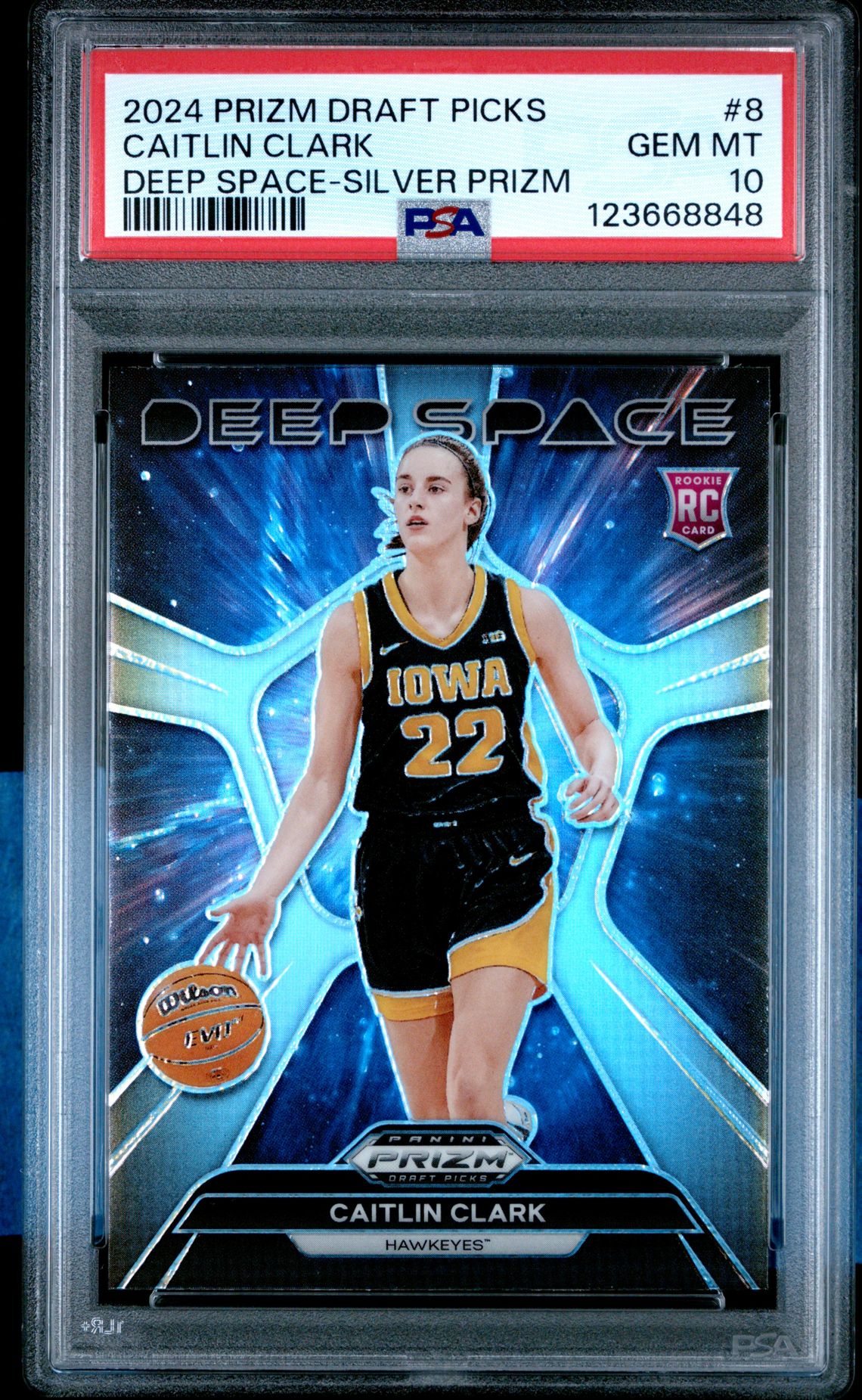 2024 Panini Prizm Draft Picks Deep Space Caitlin Clark #8 (Deep Space-Silver Prizm) Gem Mt 10 front