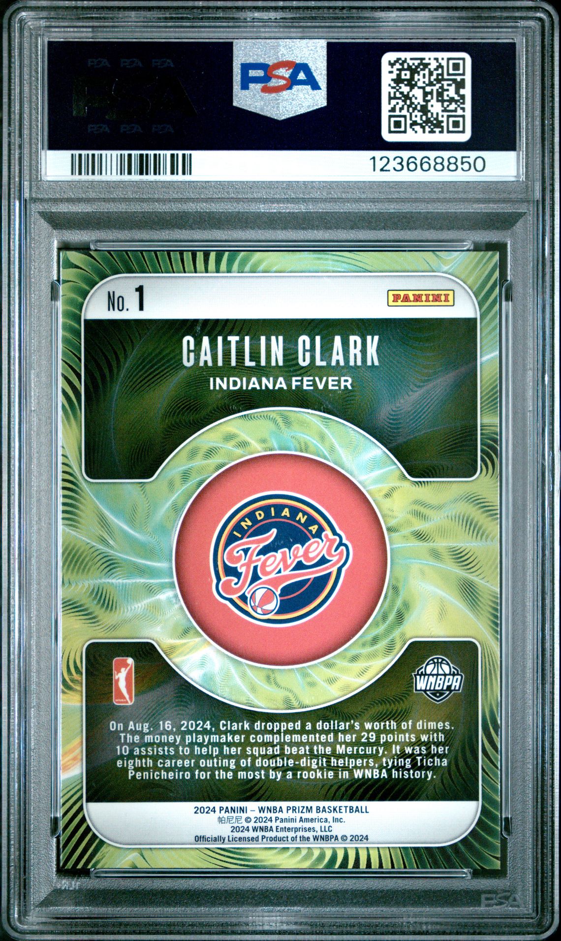 2024 Panini Prizm Wnba Fractal Caitlin Clark #1 Mint 9 back