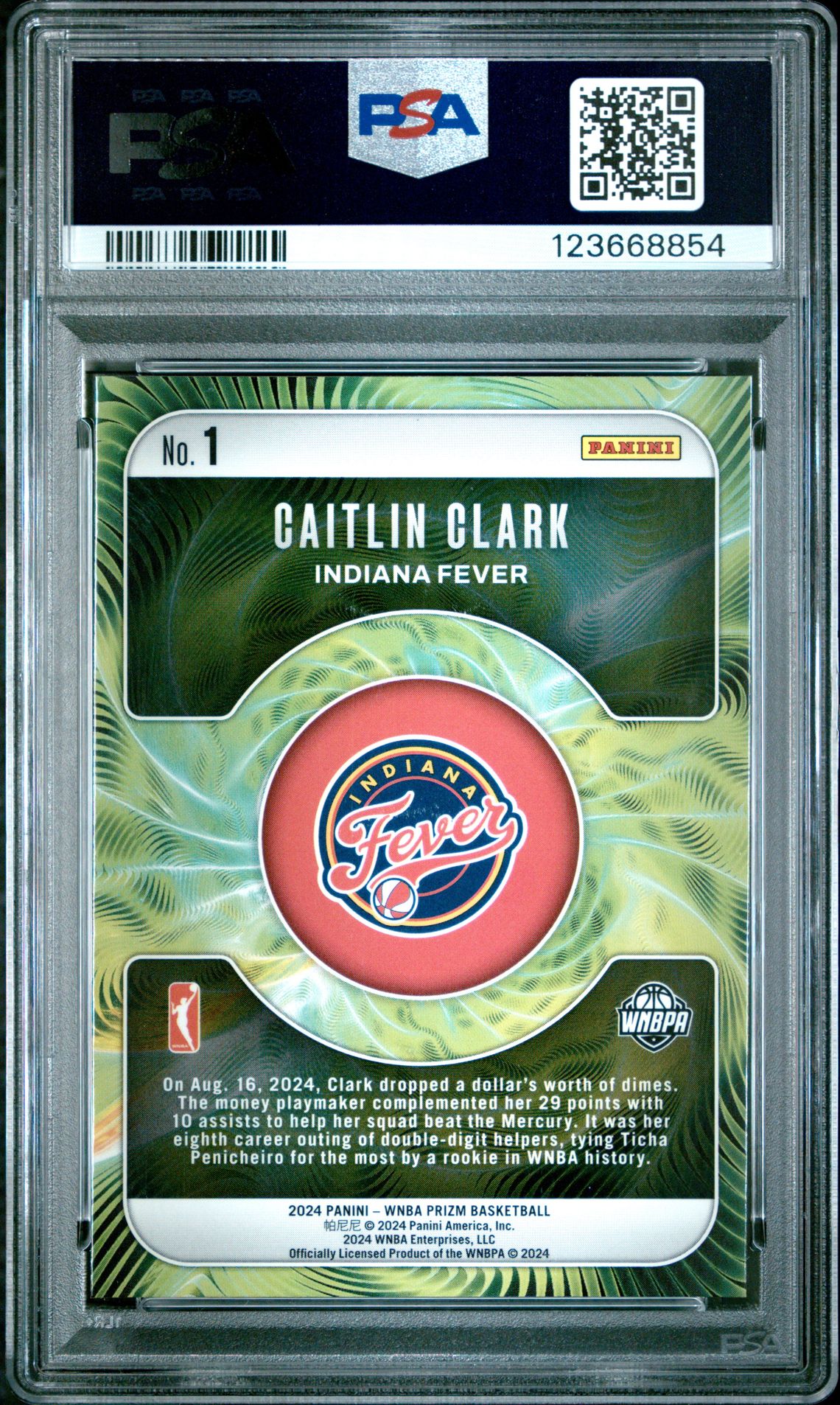 2024 Panini Prizm Wnba Fractal Caitlin Clark #1 Mint 9 back