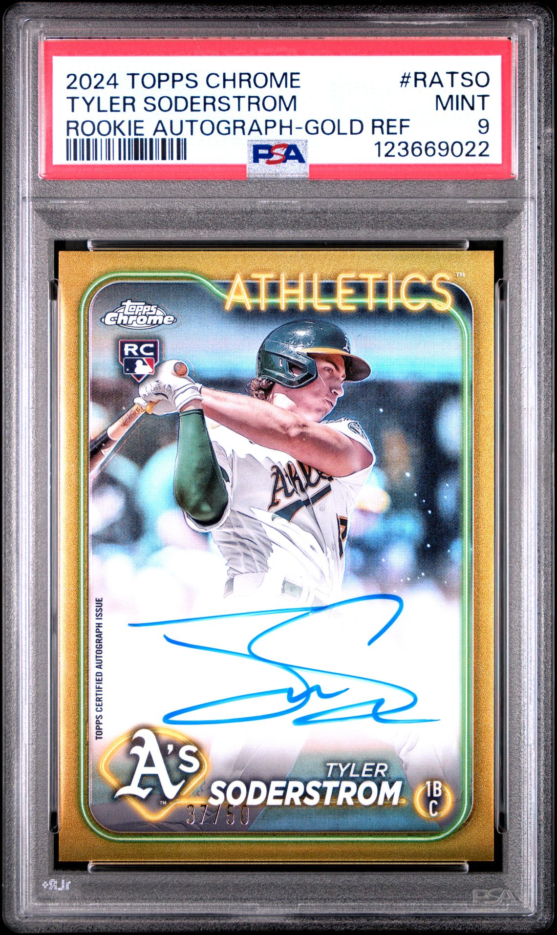 2024 Topps TOPPS CHROME ROOKIE AUTOGRAPHS Gold Refractor #RATSO Tyler Soderstrom front