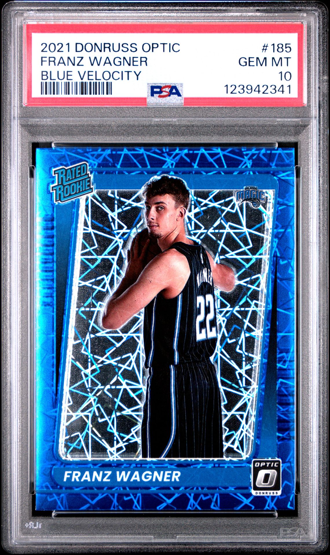 2021 Panini Donruss Optic Franz Wagner #185 (Blue Velocity) Gem Mt 10 front