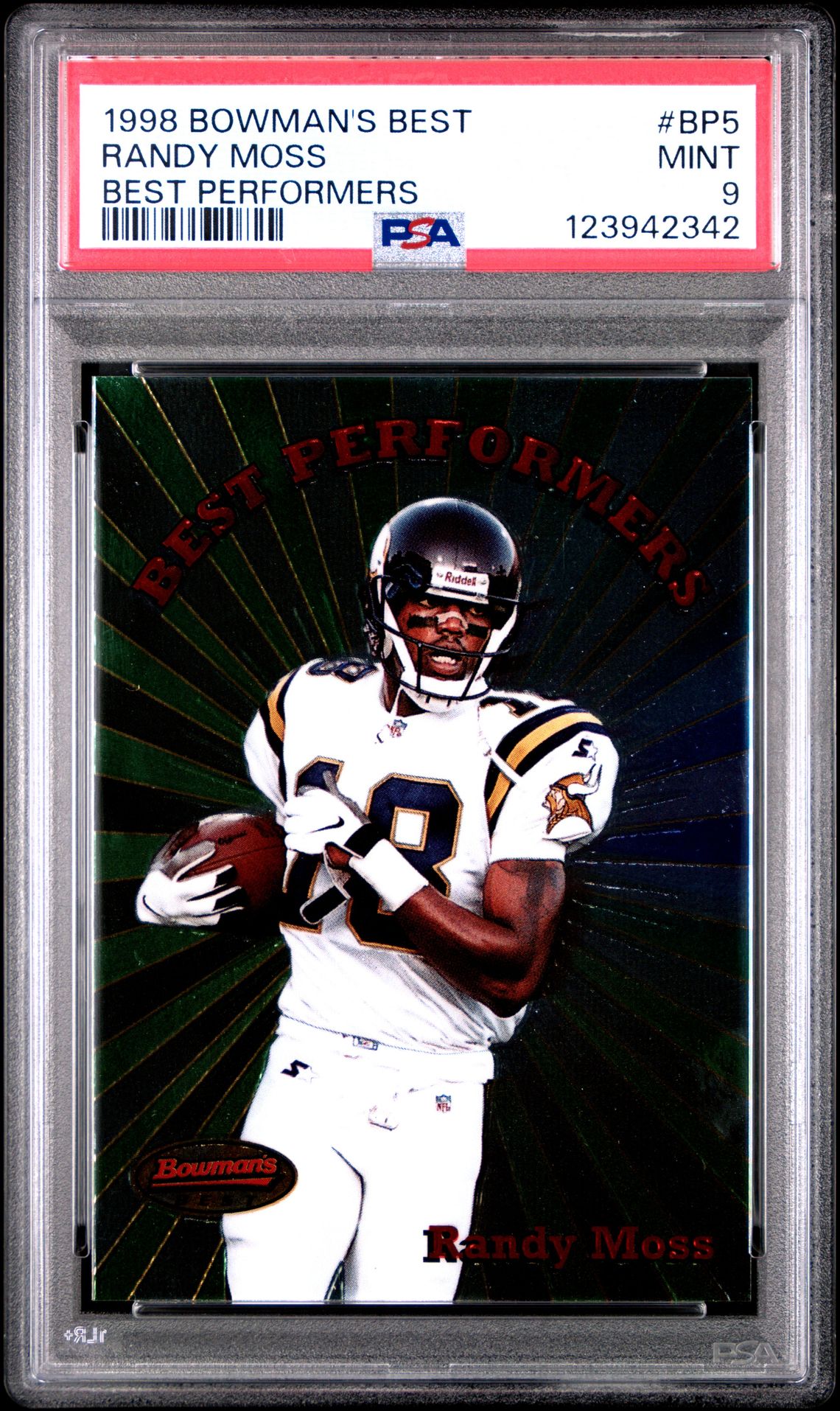 1998 Bowman's Best Best Performers Randy Moss #Bp5 (Best Performers) Mint 9 front
