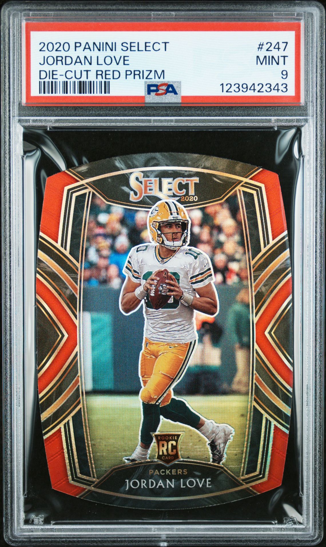 2020 Panini Select Jordan Love #247 (Die-Cut Red Prizm) Mint 9 front