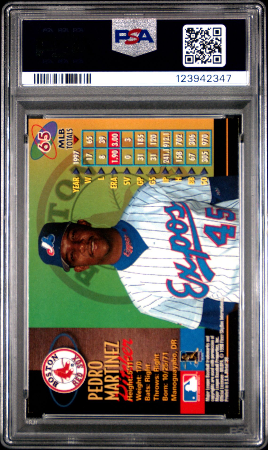 1998 Metal Universe Pedro Martinez #65 Nm-Mt 8 back