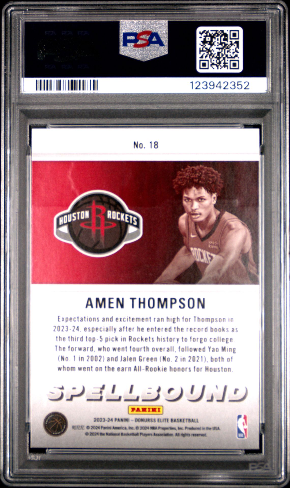 2023 Panini Donruss Elite Spellbound Amen Thompson #18 Mint 9 back