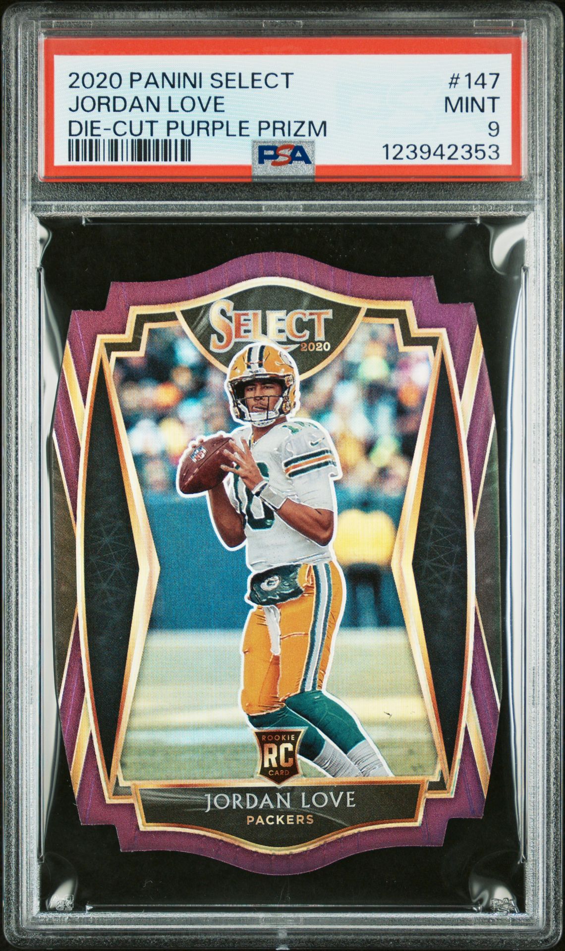 2020 Panini Select Jordan Love #147 (Die-Cut Purple Prizm) Mint 9 front