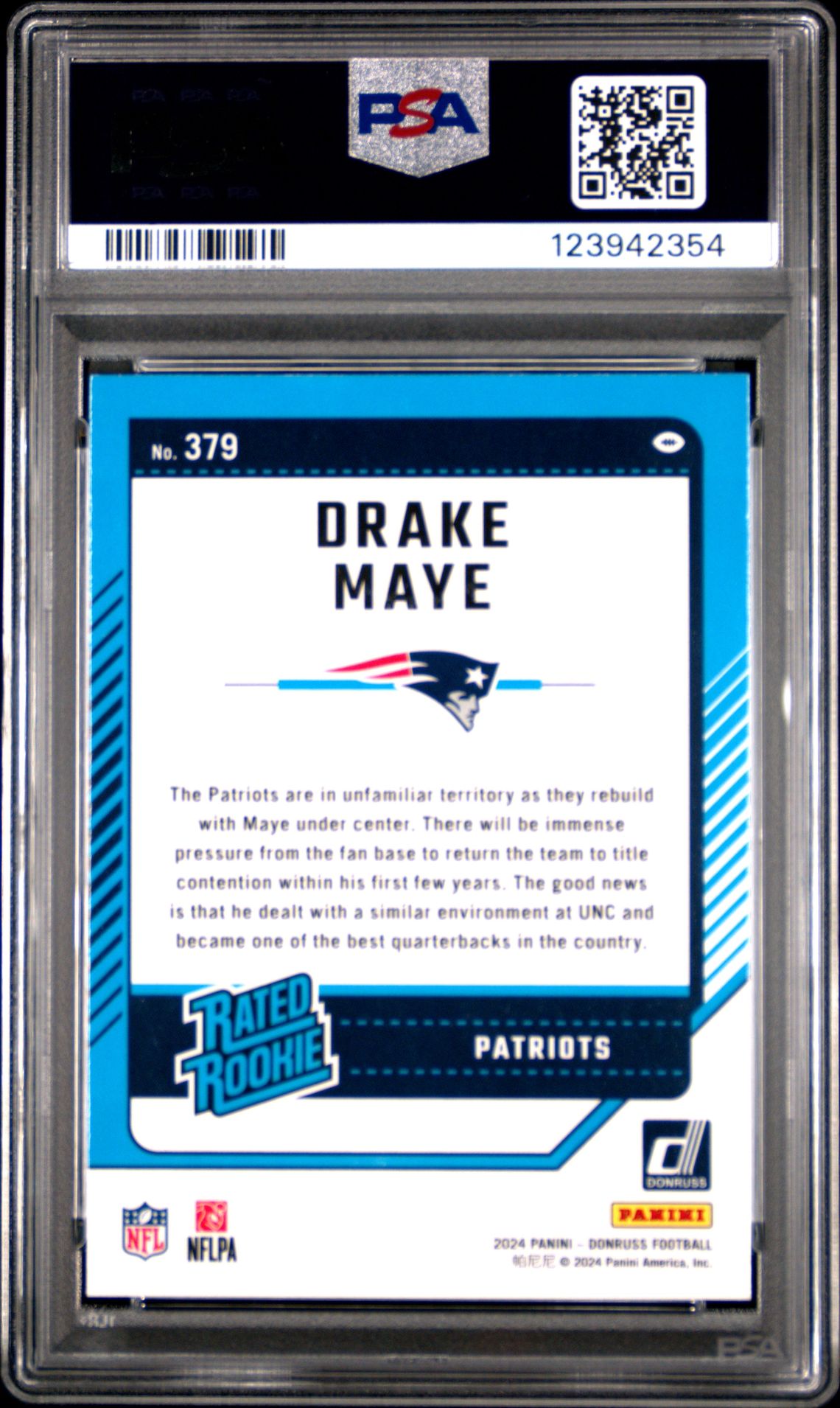 2024 Panini Donruss Drake Maye #379 Nm-Mt 8 back