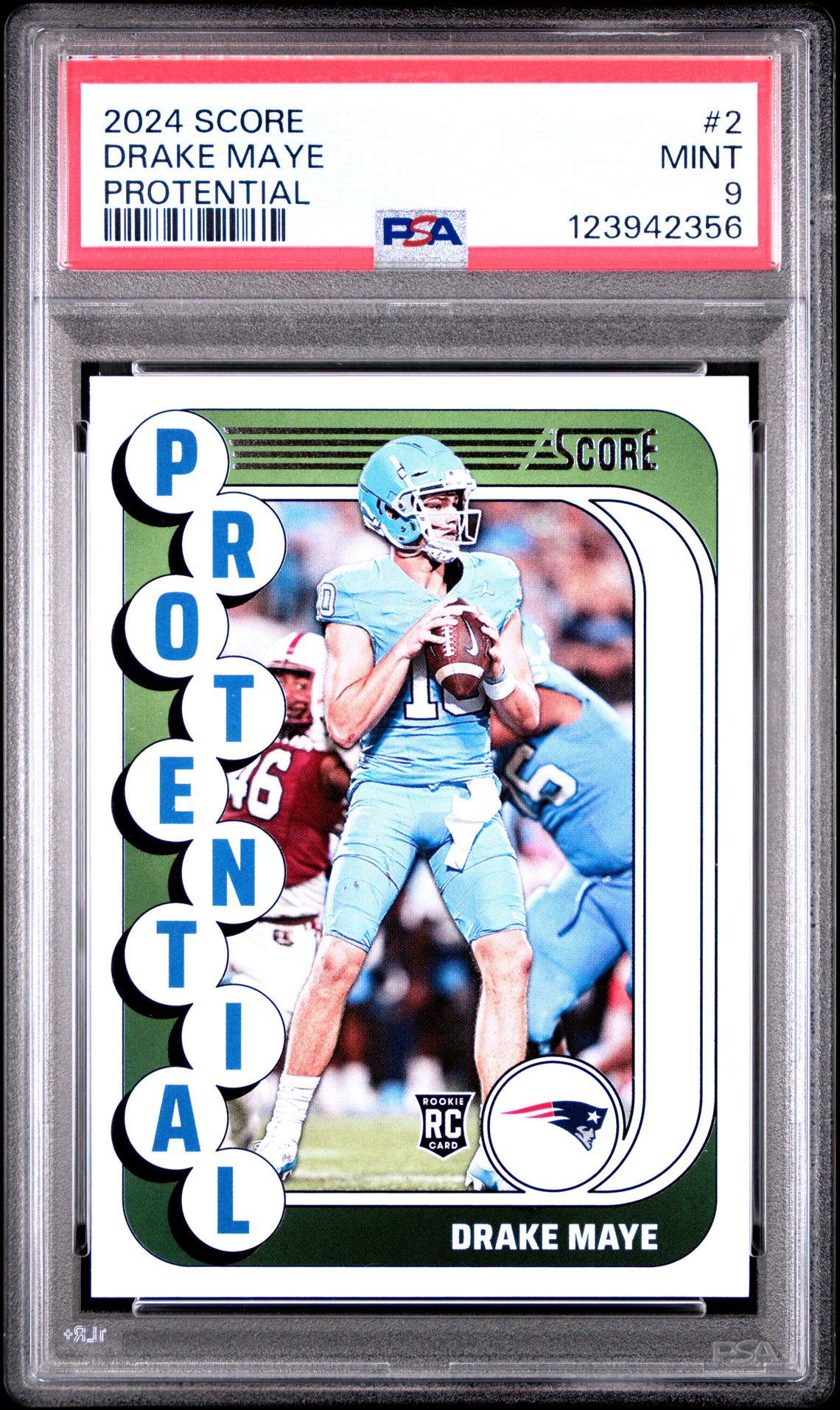 2024 Panini Score Protential Drake Maye #2 Mint 9 front