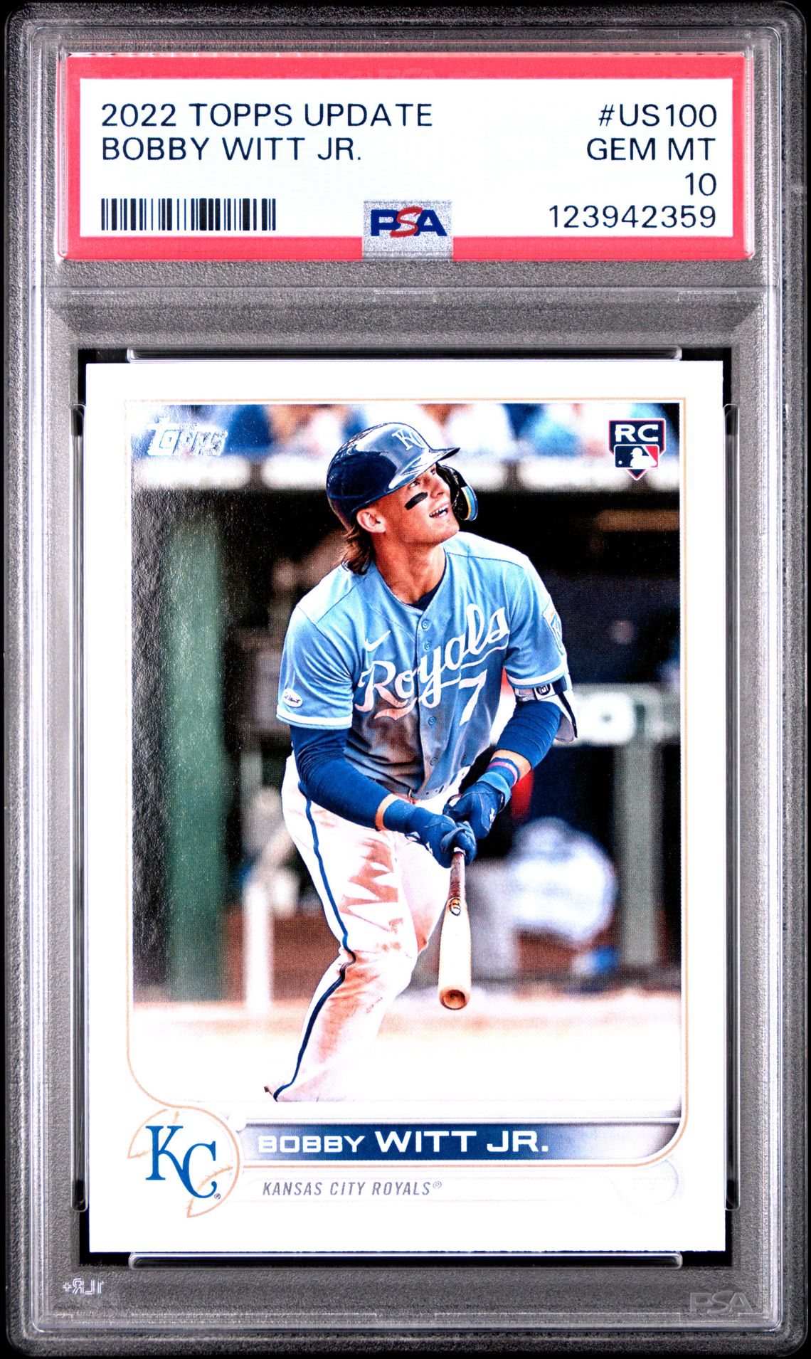 2022 Topps Update Bobby Witt Jr. #Us100 Gem Mt 10 front