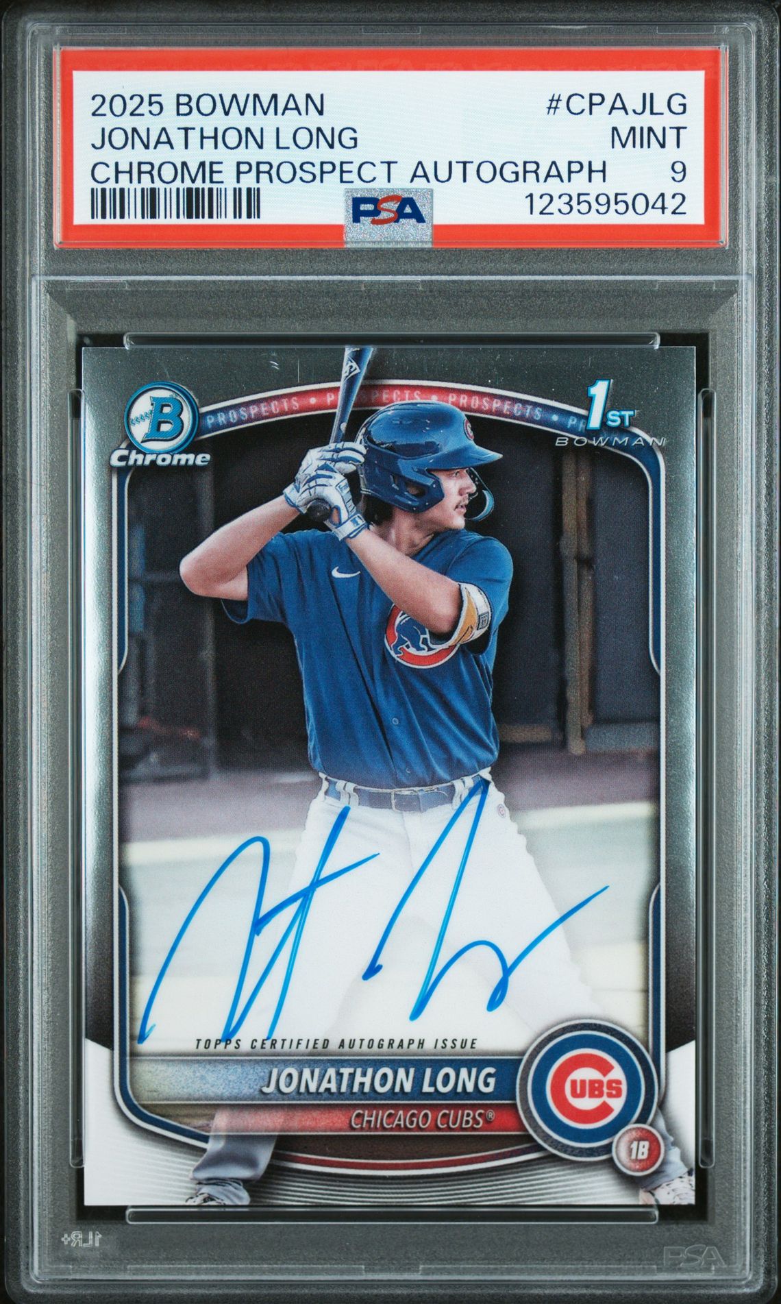 2025 Bowman Chrome Prospect Autographs Jonathon Long #Cpajlg Mint 9 front