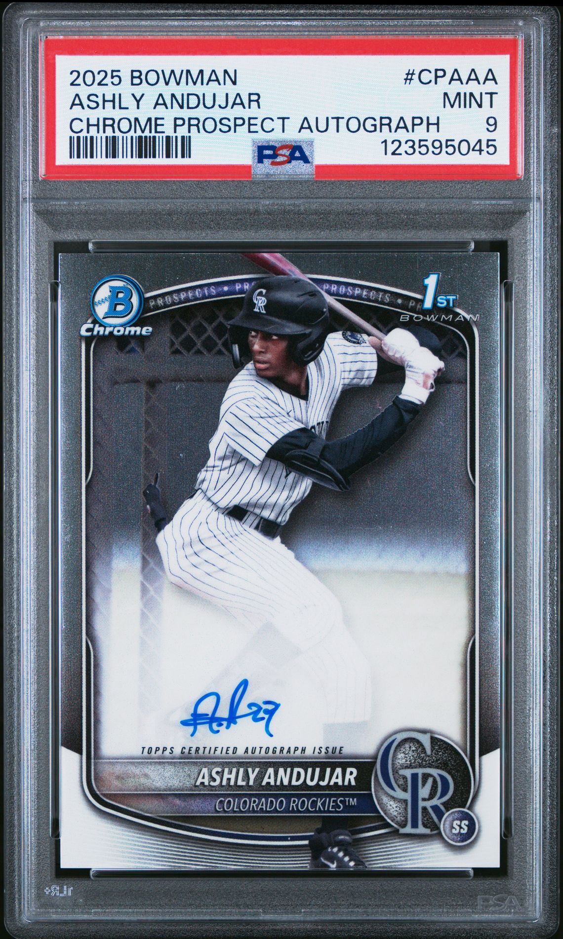 2025 Bowman Chrome Prospect Autographs Ashly Andujar #Cpaaa Mint 9 front