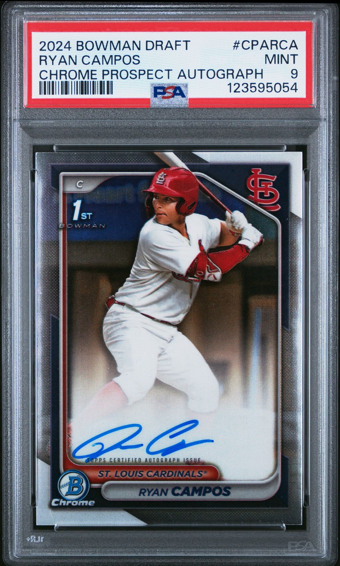 2024 Bowman Draft Chrome Prospect Autographs Ryan Campos #Cparca Mint 9 front