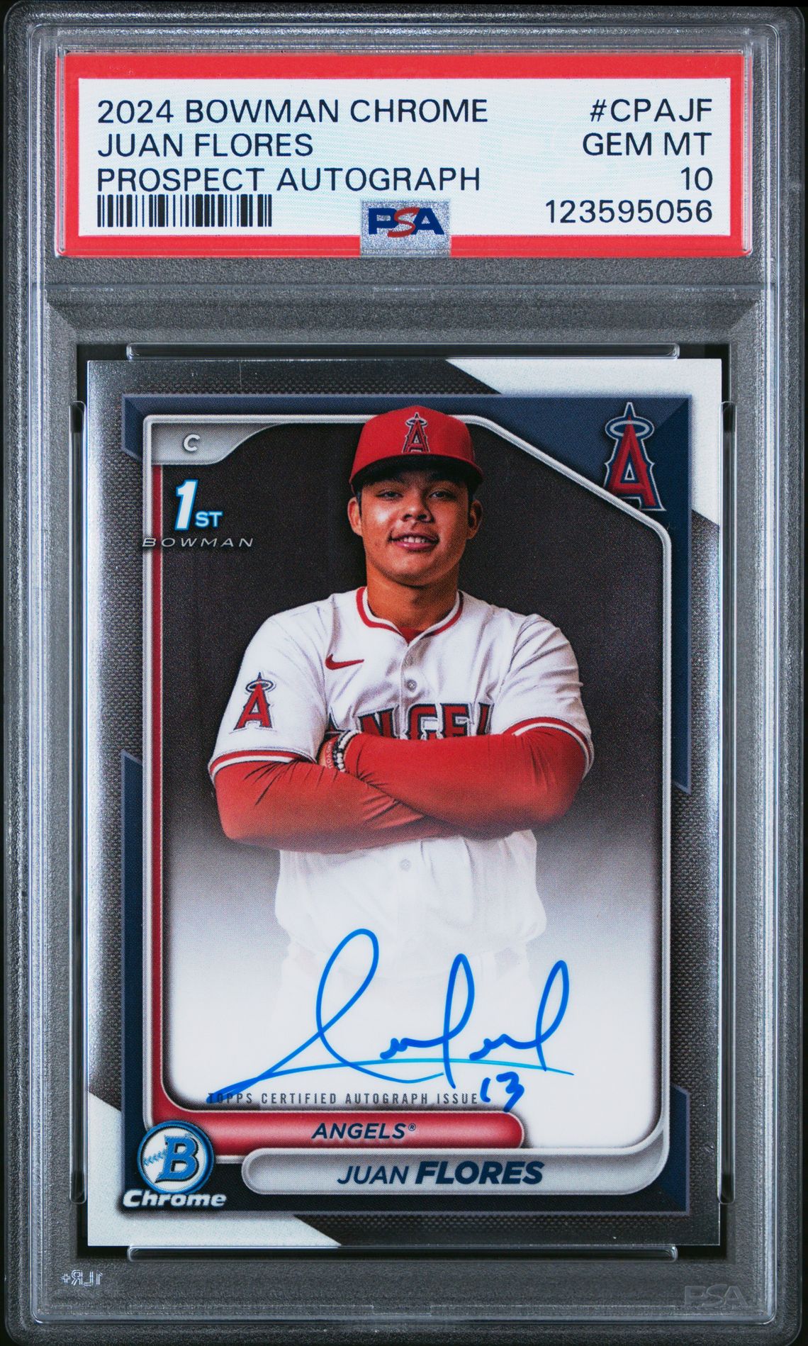 2024 Bowman Chrome Prospect Autographs Juan Flores #Cpajf (Prospect Autograph) Gem Mt 10 front
