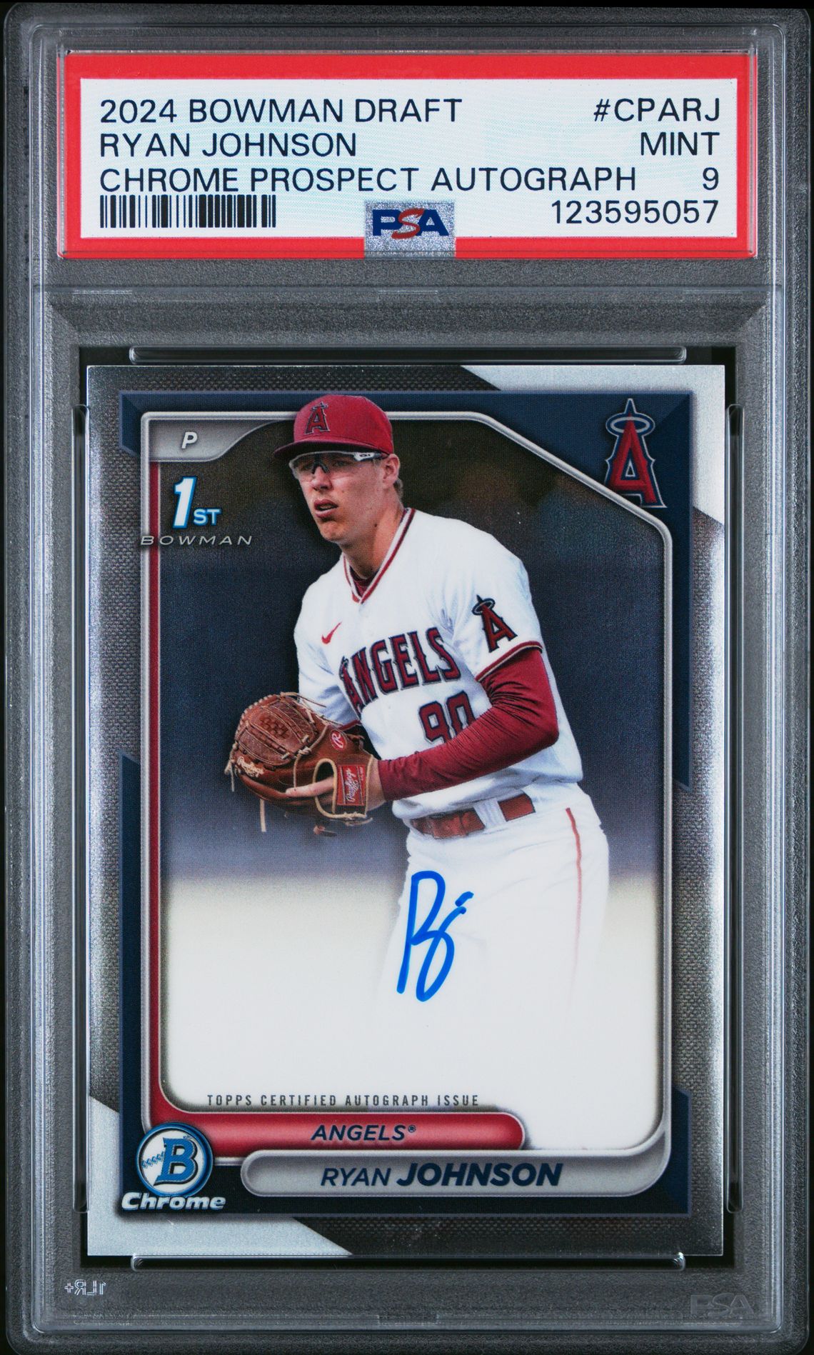 2024 Bowman Draft Chrome Prospect Autographs Ryan Johnson #Cparj Mint 9 front