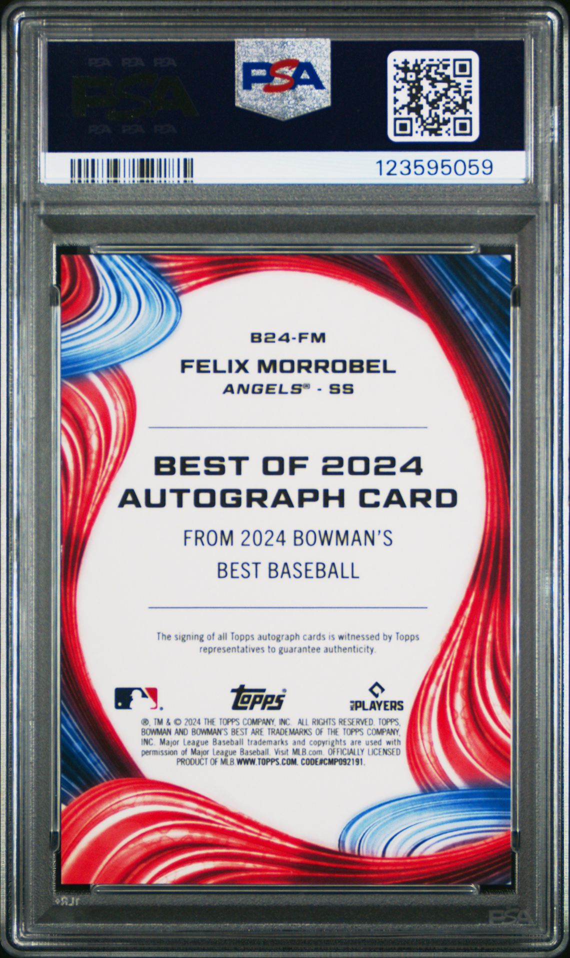 2024 BOWMAN'S BEST BEST OF 2024 AUTOGRAPHS FELIX MORROBEL  B24FM GEM MT 10 back