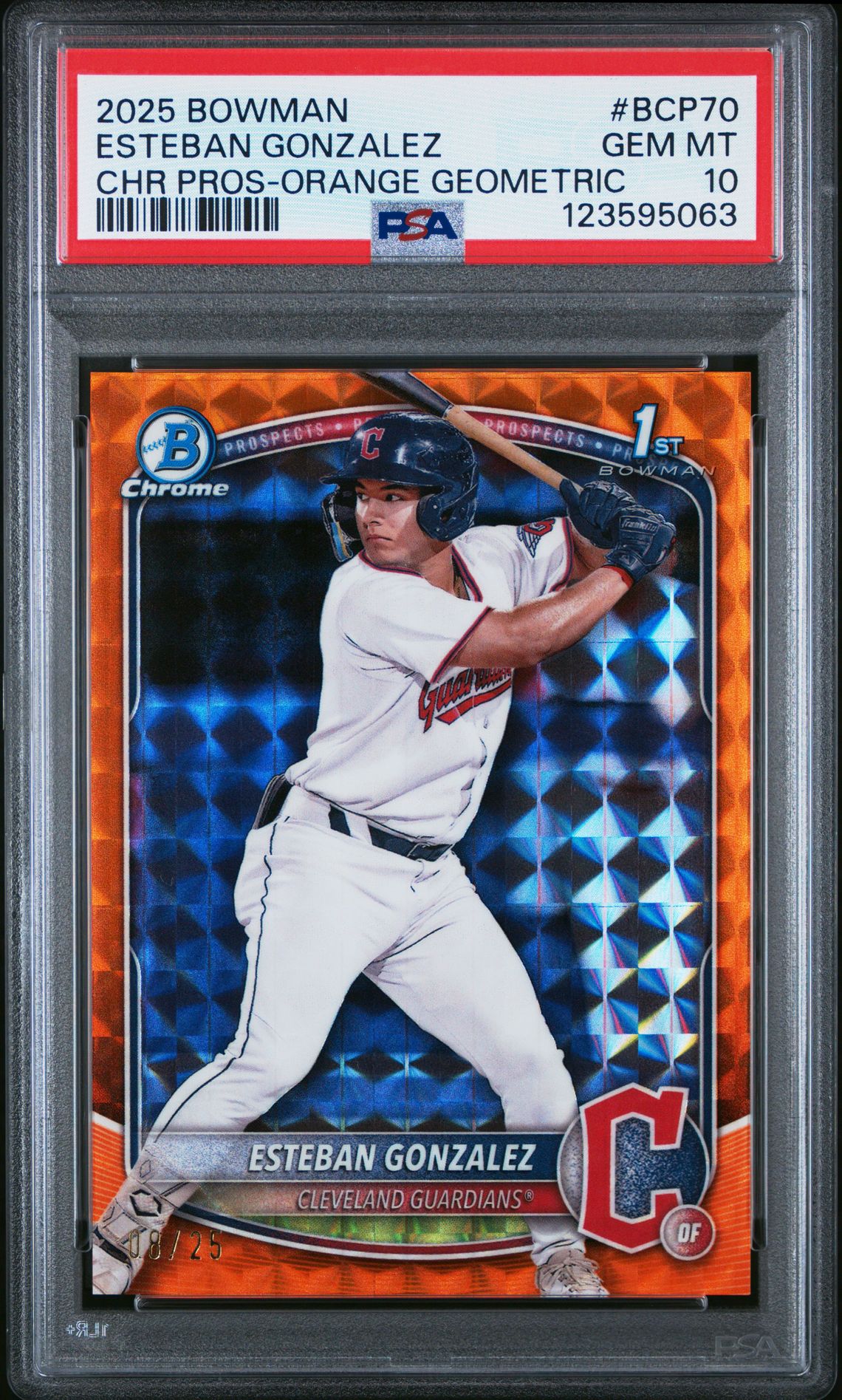 2025 Bowman Chrome Prospects Esteban Gonzalez #Bcp70 (Chr Pros-Orange Geometric) Gem Mt 10 front