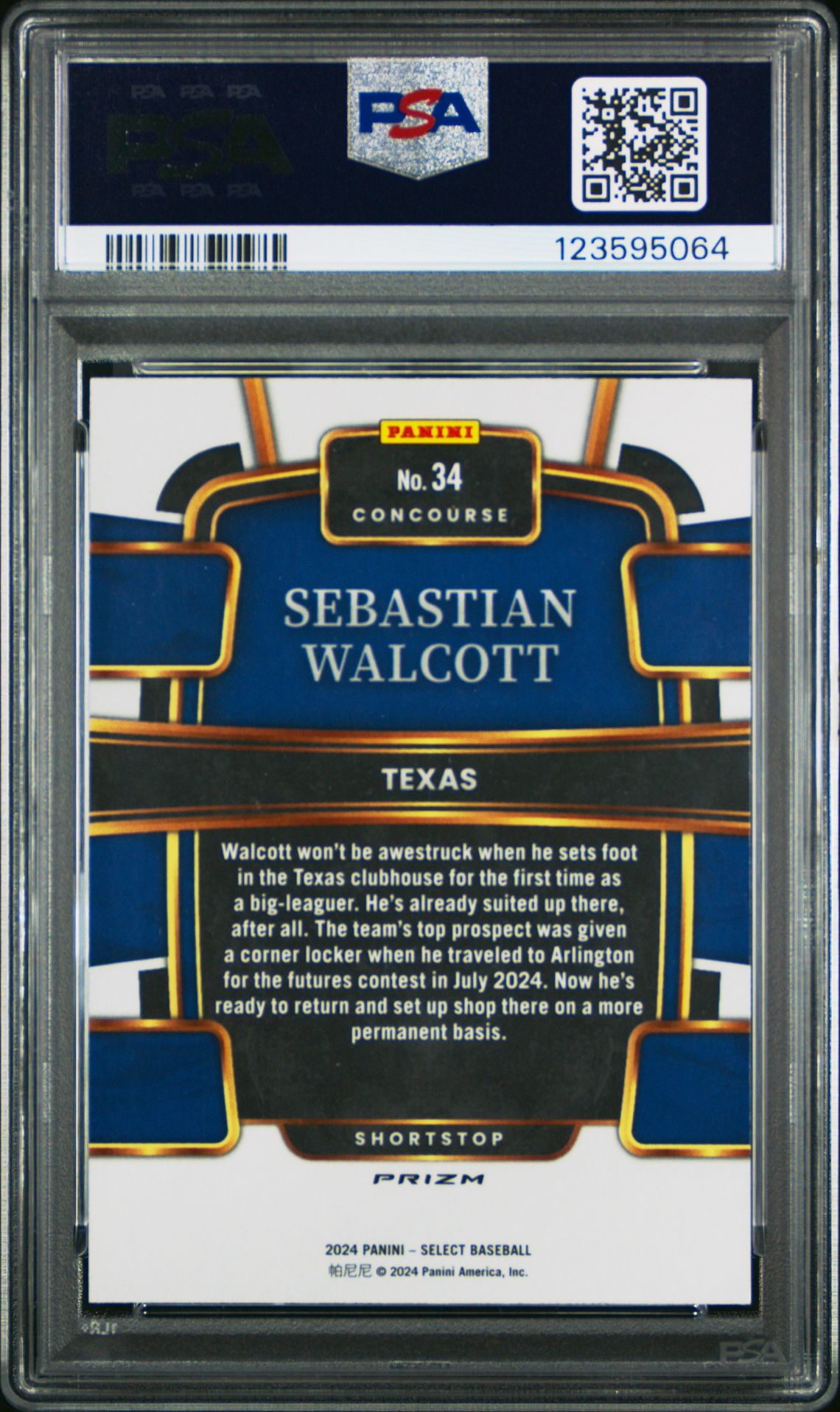 2024 Panini Select Concourse Sebastian Walcott #34 (Concourse-Orange Flash) Gem Mt 10 back