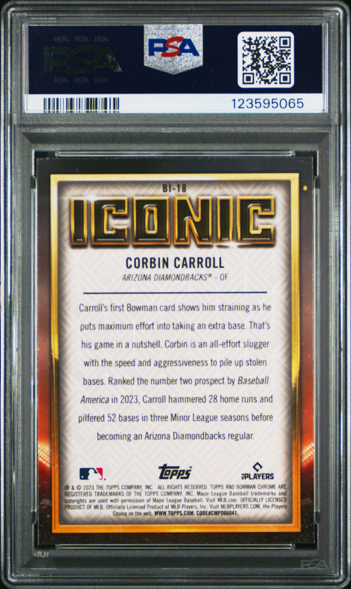 2023 Bowman Chrome Mega Box Bowman Iconic Corbin Carroll #Bi18 Mint 9 back