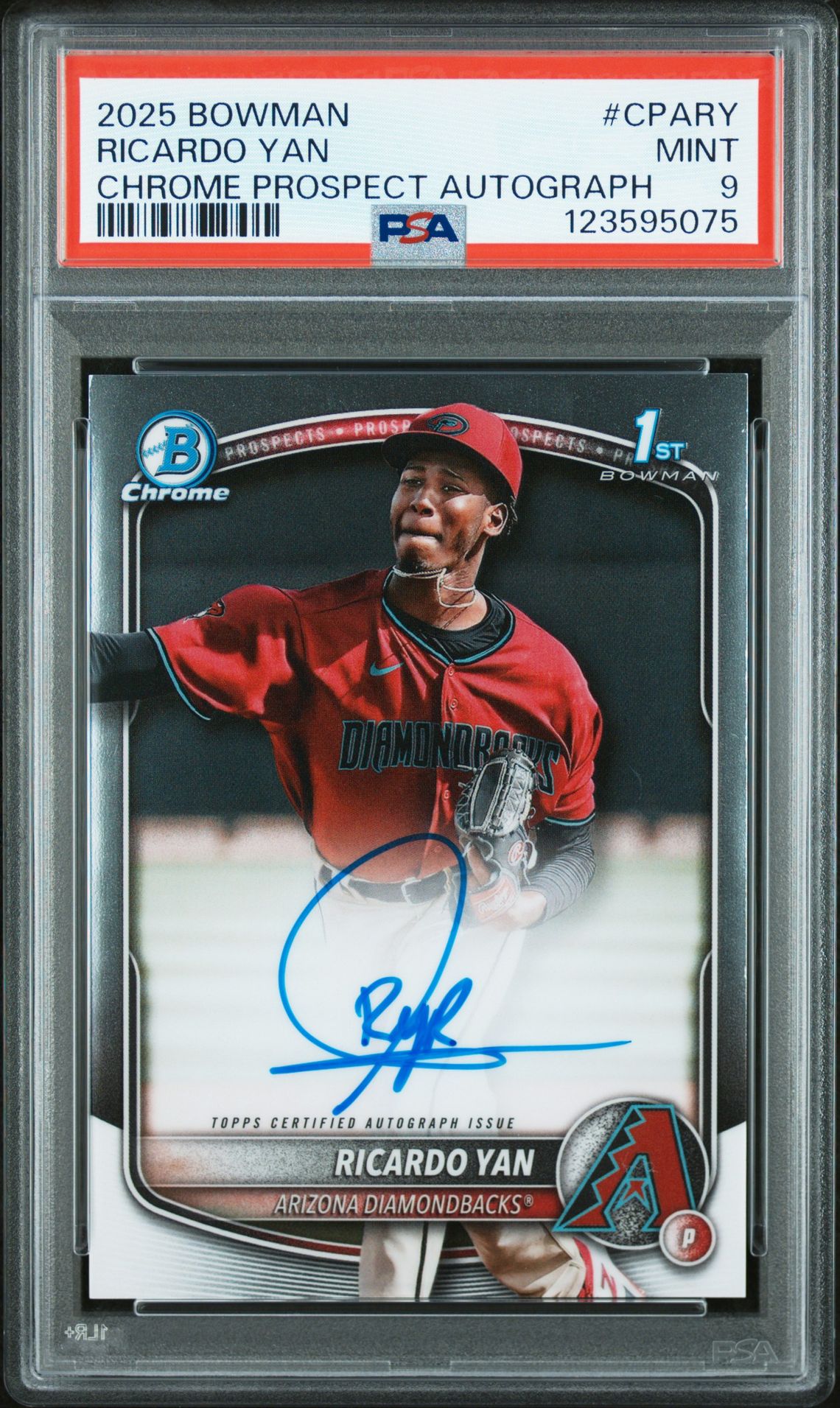 2025 Bowman Chrome Prospect Autographs Ricardo Yan #Cpary Mint 9 front