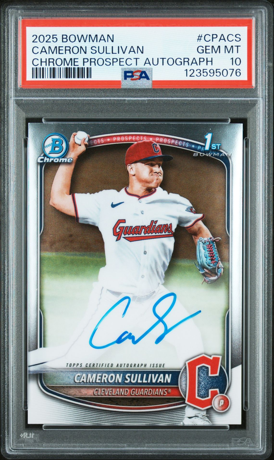 2025 Bowman Chrome Prospect Autographs Cameron Sullivan #Cpacs Gem Mt 10 front