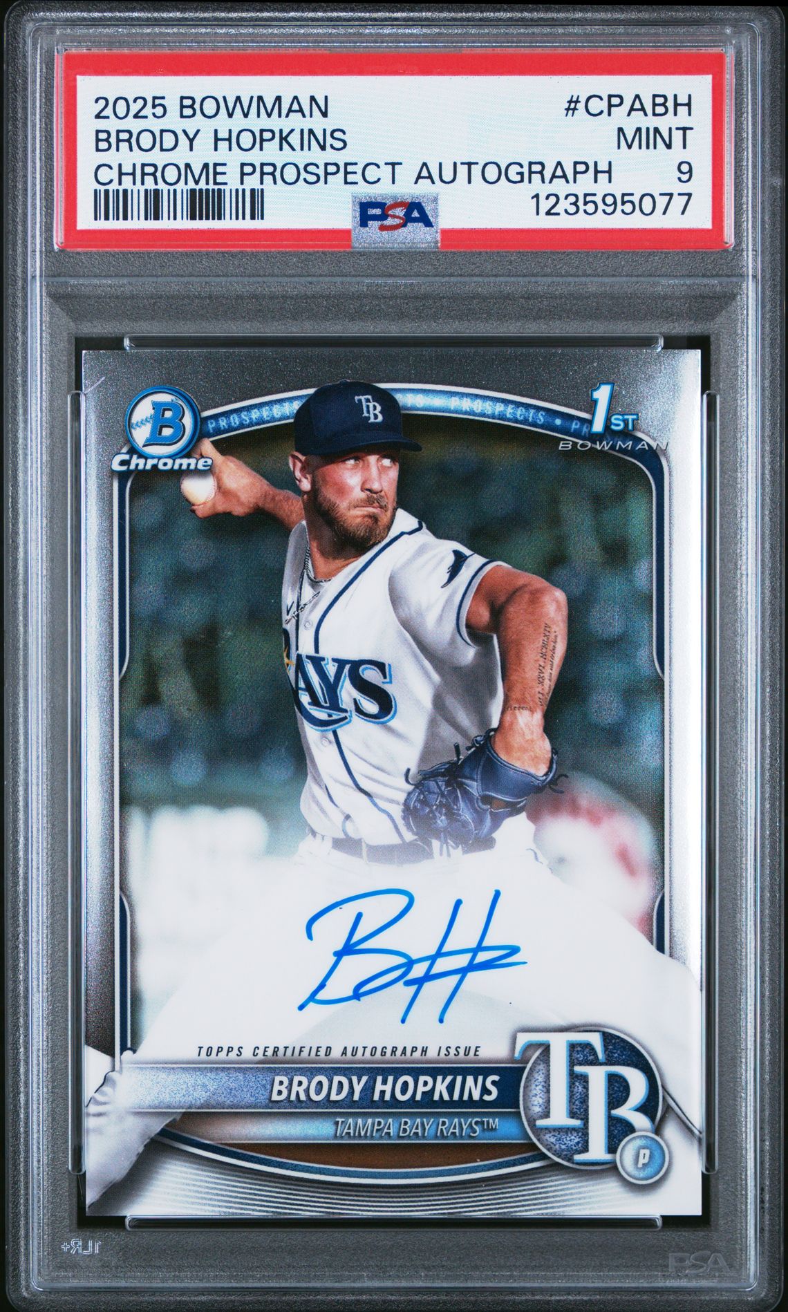 2025 Bowman Chrome Prospect Autographs Brody Hopkins #Cpabh Mint 9 front