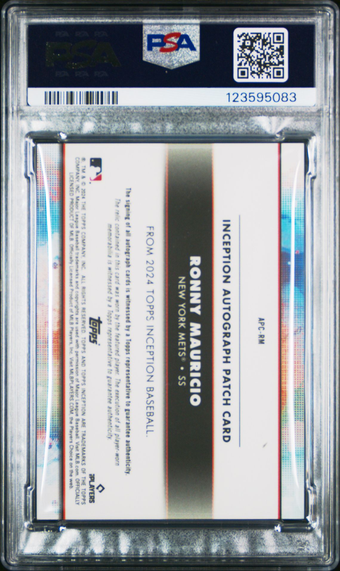 2024 Topps Inception Autograph Patch Ronny Mauricio #Apcrm (Autograph Patch-Green) Mint 9 back