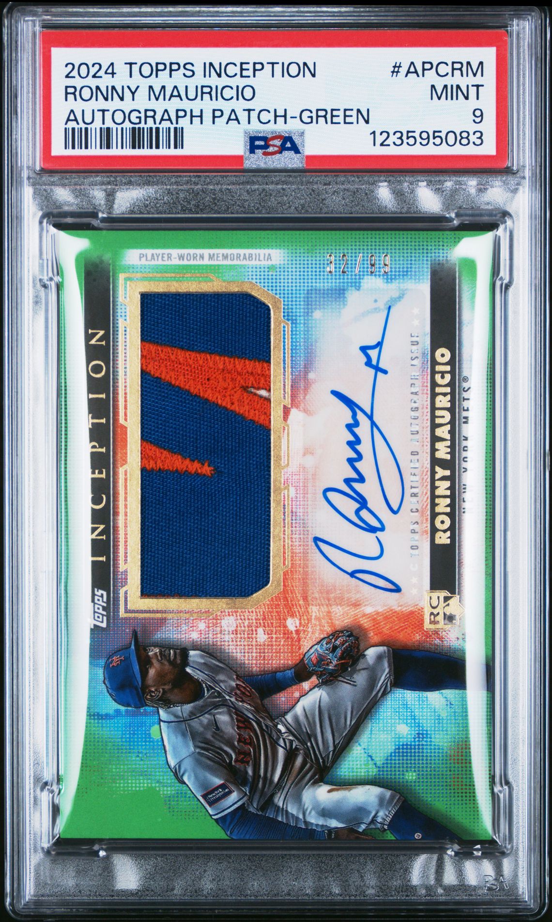 2024 Topps Inception Autograph Patch Ronny Mauricio #Apcrm (Autograph Patch-Green) Mint 9 front