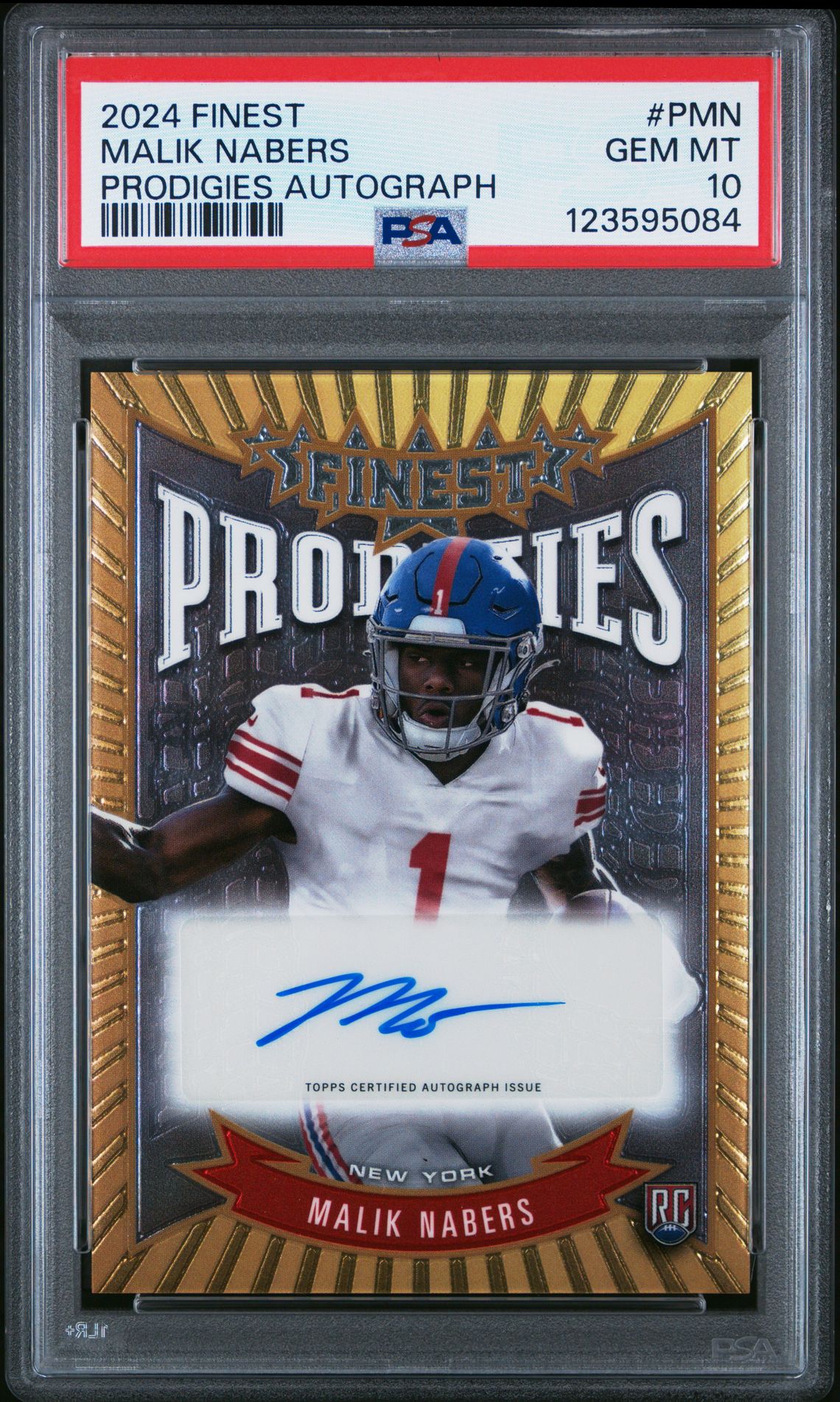 2024 Topps Finest Prodigies Autographs Malik Nabers #Pmn Gem Mt 10 front