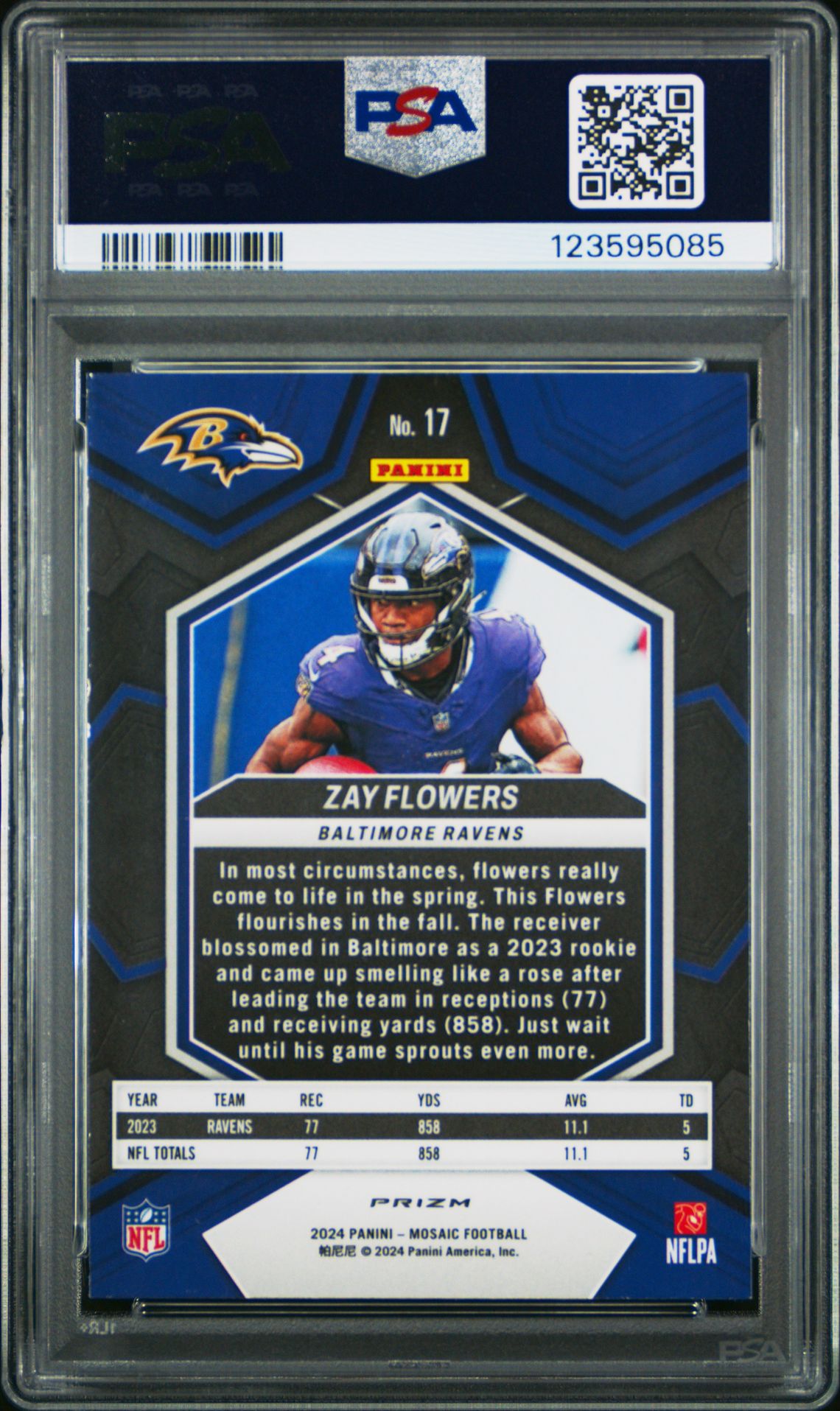 2024 Panini Mosaic Zay Flowers #17 (Honeycomb) Mint 9 back
