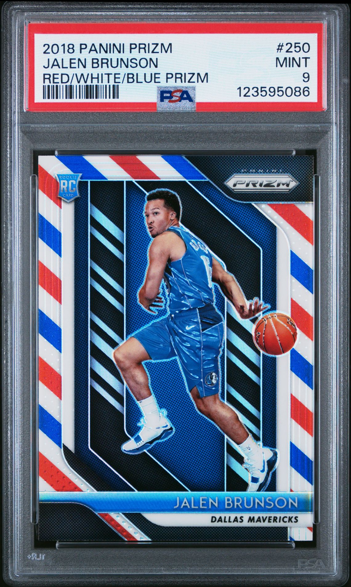 2018 Panini Prizm Jalen Brunson #250 (Red/White/Blue Prizm) Mint 9 front
