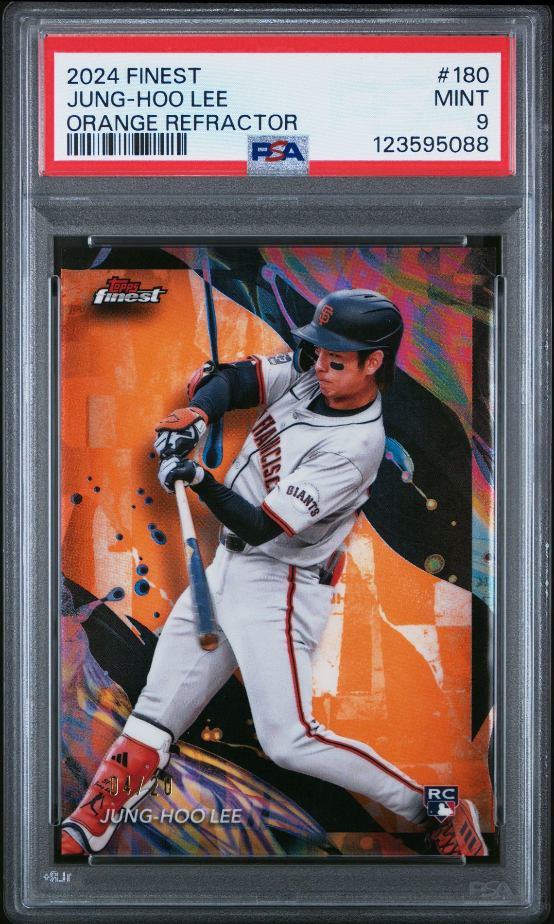 2024 Topps Finest Jung-Hoo Lee #180 (Orange Refractor) Mint 9 front