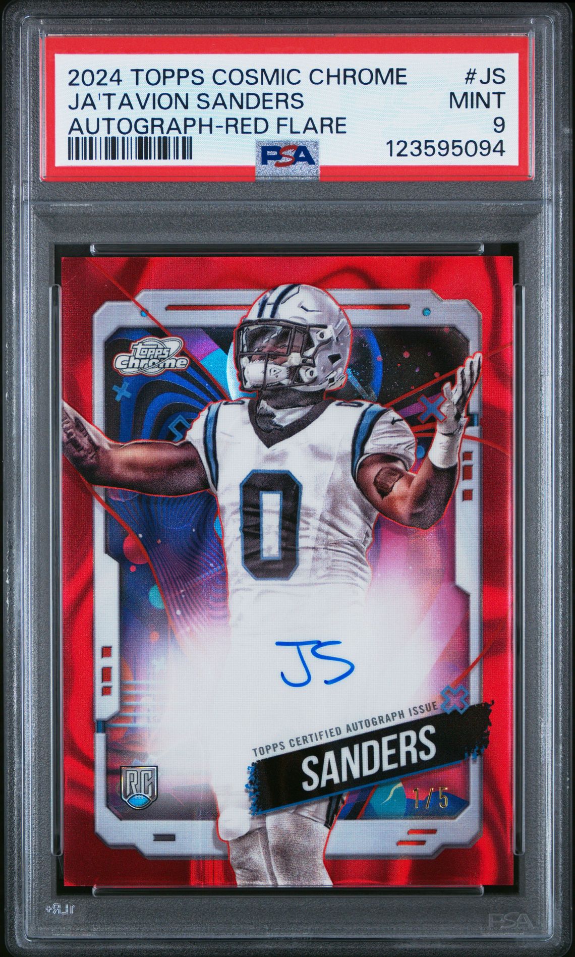 2024 Topps Cosmic Chrome Cosmic Chrome Autographs Ja'tavion Sanders #Js (Autograph-Red Flare) Mint 9 front