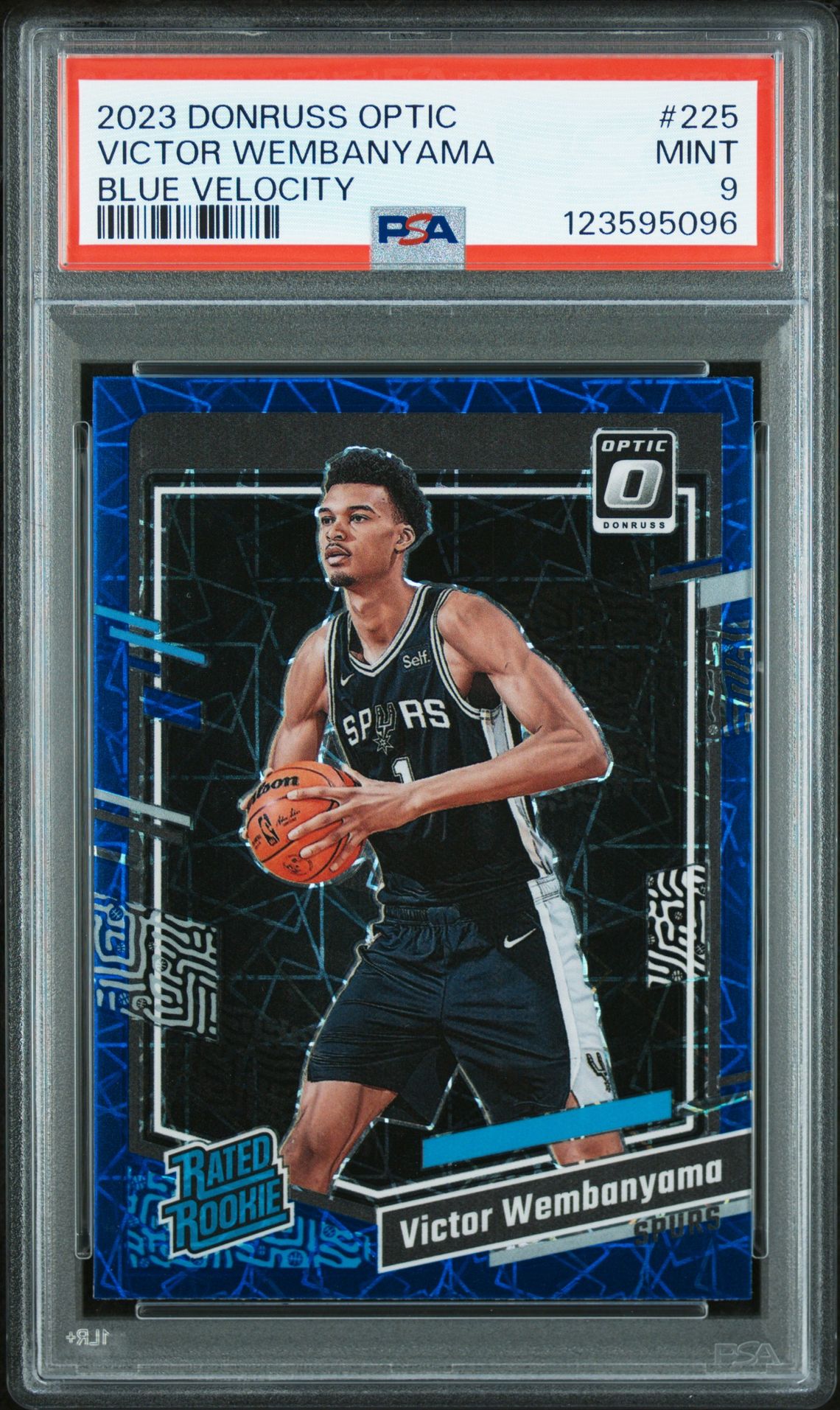 2023 Panini Donruss Optic Victor Wembanyama #225 (Blue Velocity) Mint 9 front