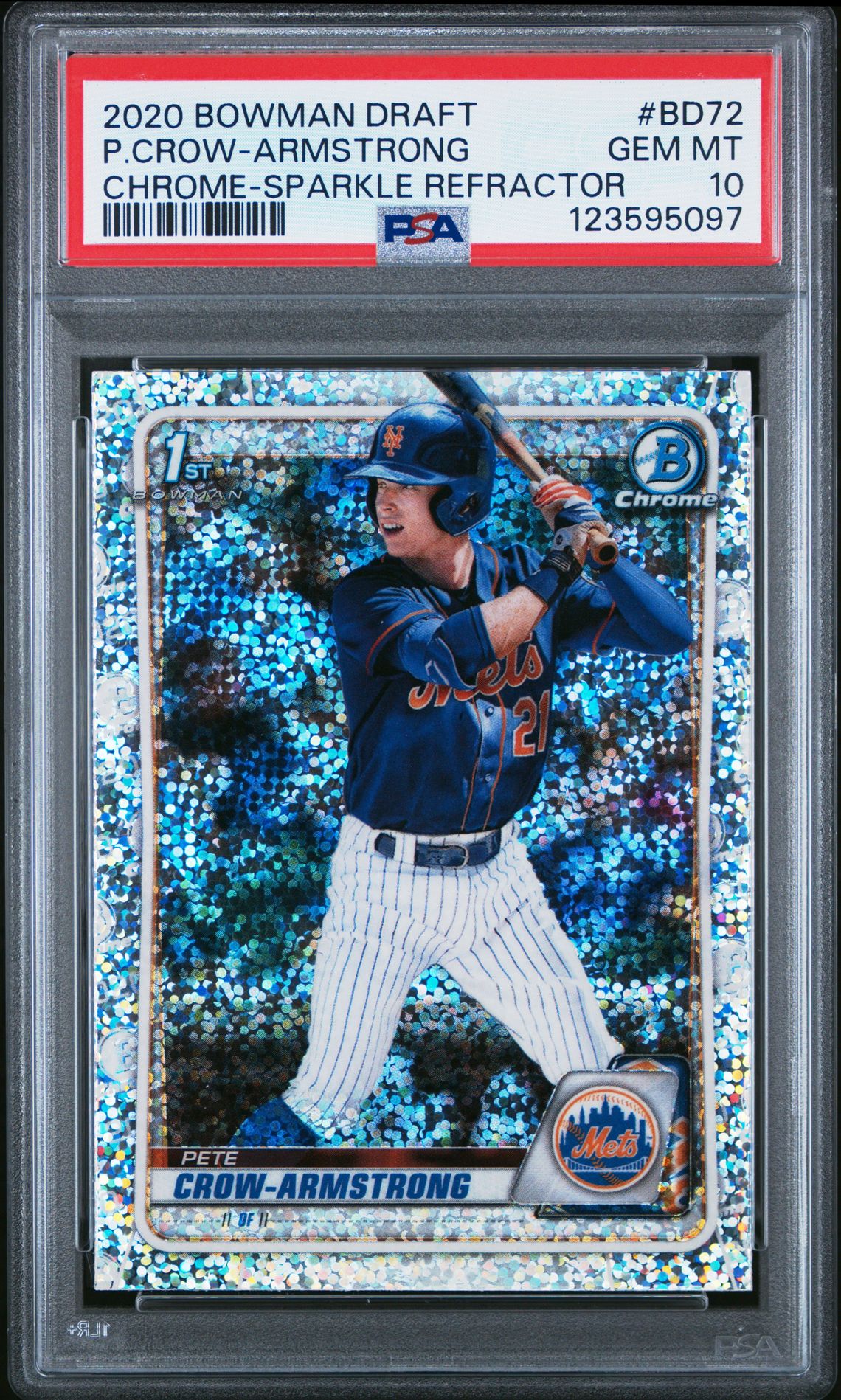 2020 Bowman Draft P.crow-Armstrong #Bd72 (Chrome-Sparkle Refractor) Gem Mt 10 front