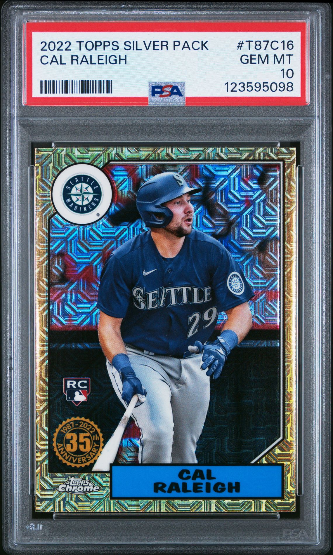 2022 Topps Silver Pack 1987 Chrome Promo Cal Raleigh #T87C16 Gem Mt 10 front