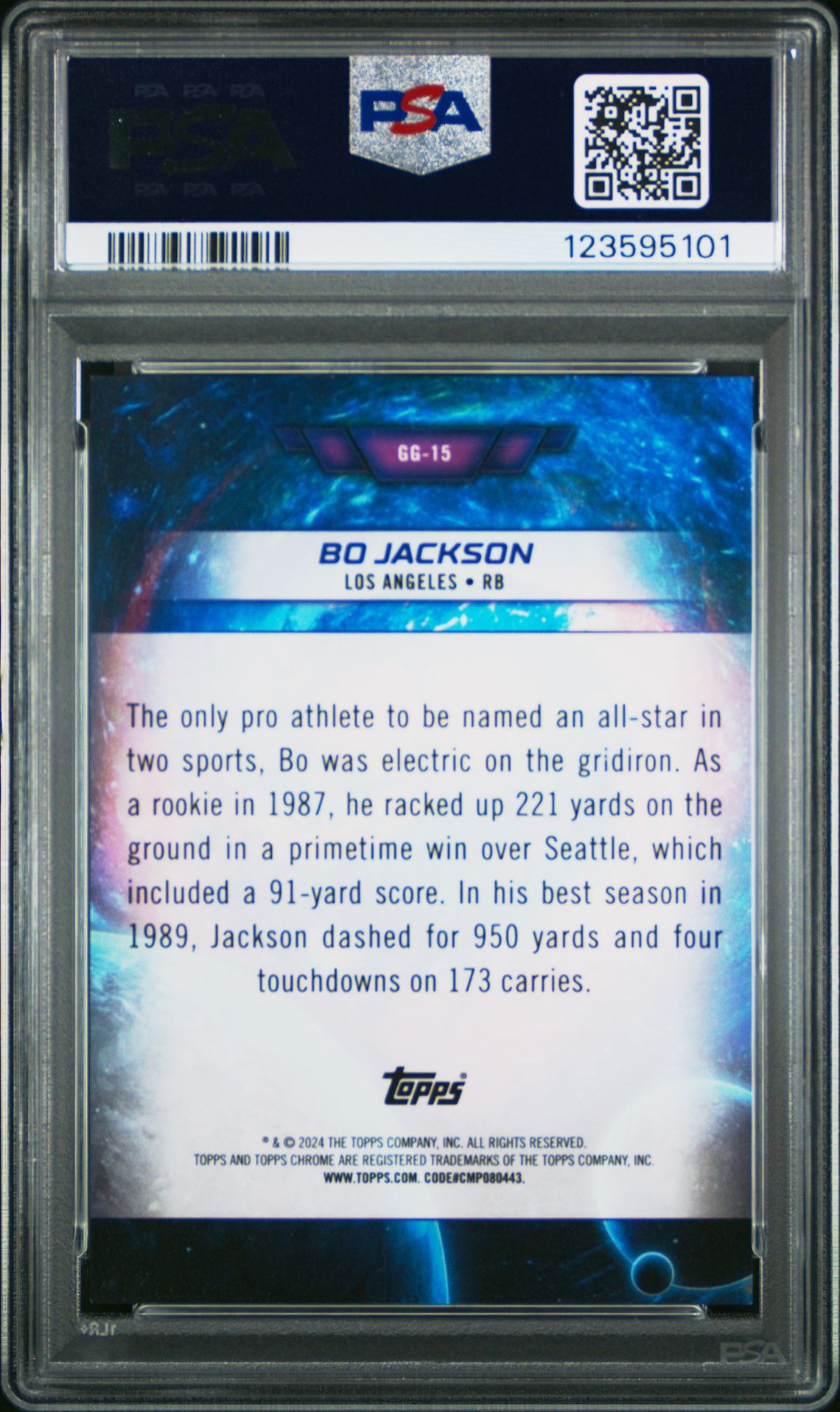 2024 Topps Cosmic Chrome Galaxy Greats Bo Jackson #Gg15 (Glxy Greats-Black Eclipse) Mint 9 back