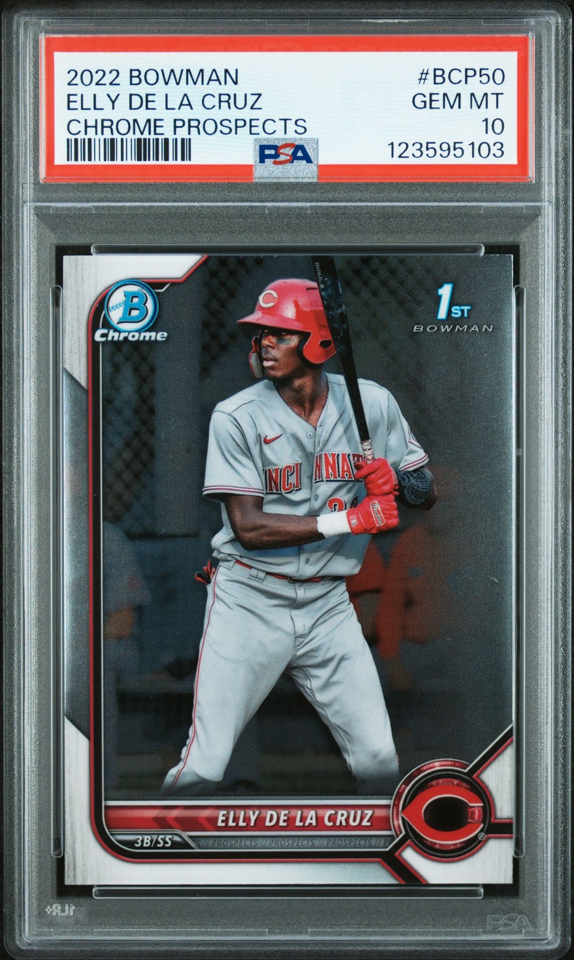 2022 Bowman Chrome Prospects Elly De La Cruz #Bcp50 (Chrome Prospects) Gem Mt 10 front