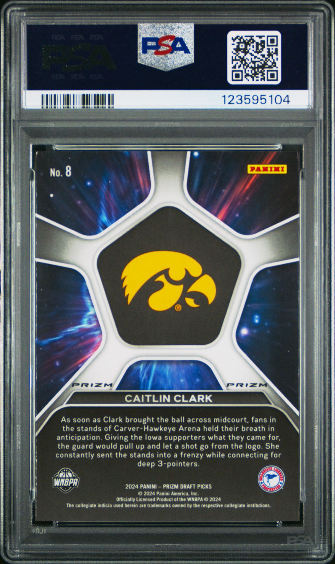 2024 Panini Prizm Draft Picks Deep Space Caitlin Clark #8 (Deep Space-Silver Prizm) Gem Mt 10 back