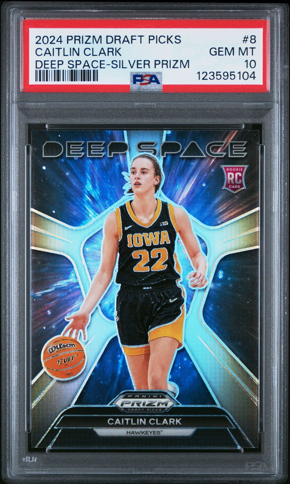 2024 Panini Prizm Draft Picks Deep Space Caitlin Clark #8 (Deep Space-Silver Prizm) Gem Mt 10 front