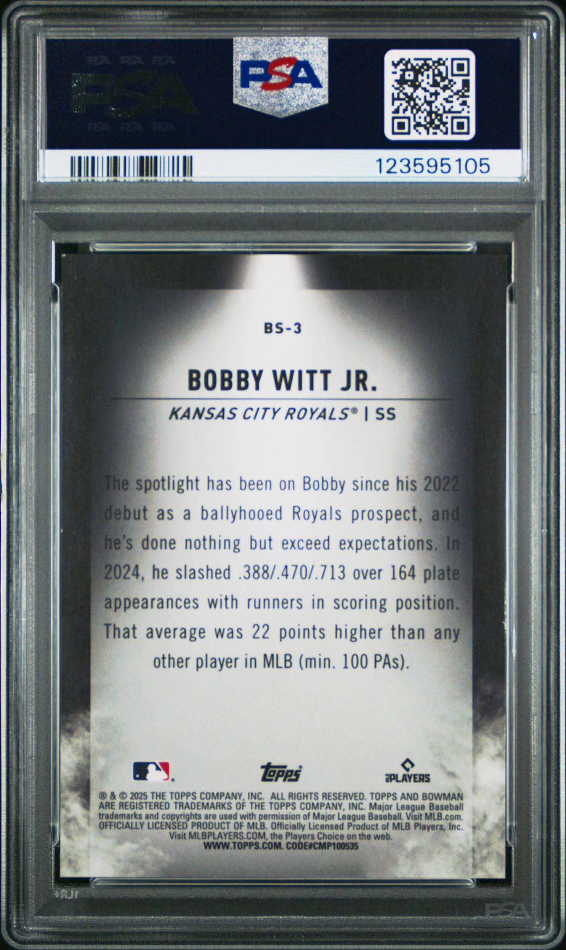 2025 Bowman Bowman Spotlights Bobby Witt Jr. #Bs3 (Bowman Spotlights) Mint 9 back