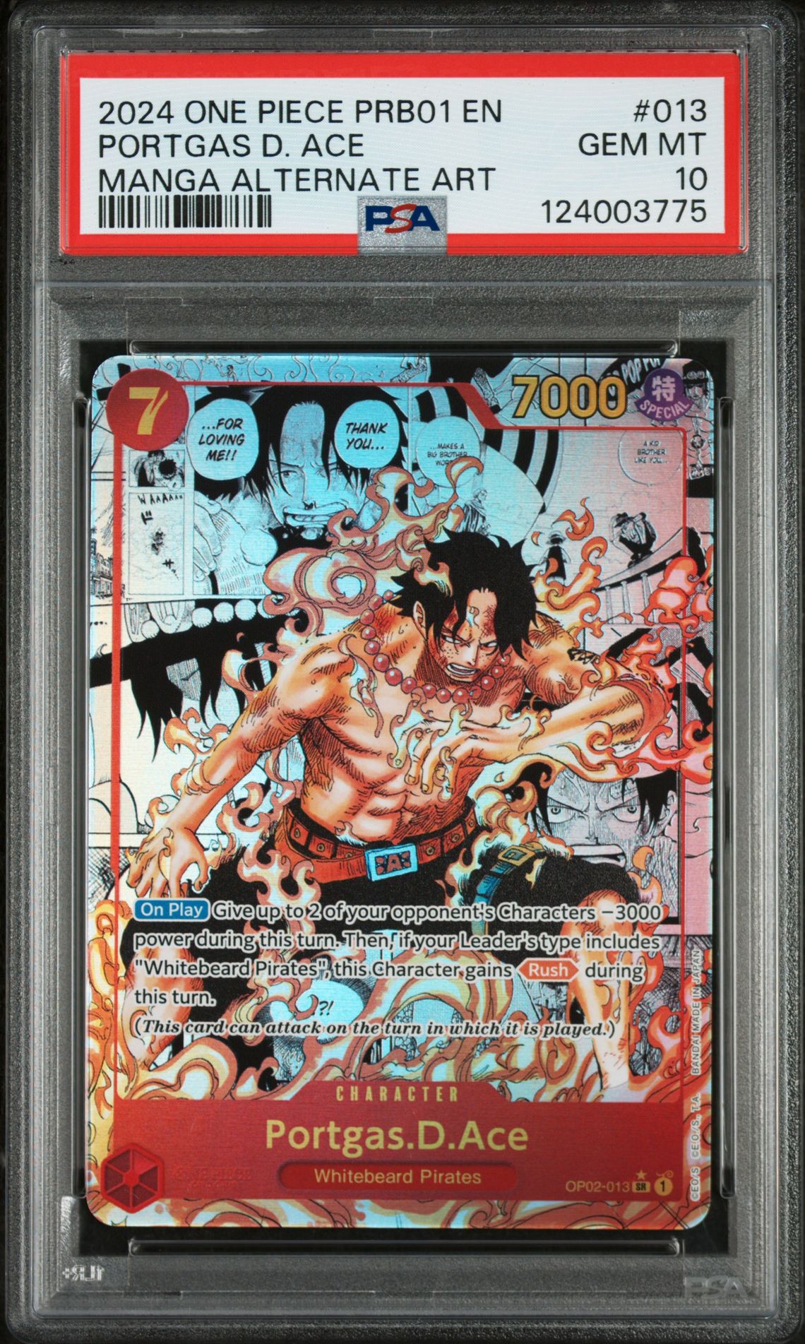2024 One Piece ONE PIECE PRB01-PREMIUM BOOSTER -ONE PIECE CARD THE BEST- MANGA ALTERNATE ART #013 Portgas D. Ace front