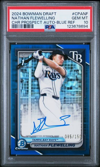 2024 Bowman Bowman Draft CHR PROSPECT AUTO-BLUE REF #CPANF Nathan Flewelling front