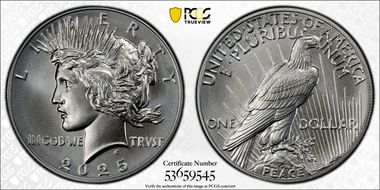 2025 $1 Peace Dollar First Strike MS70