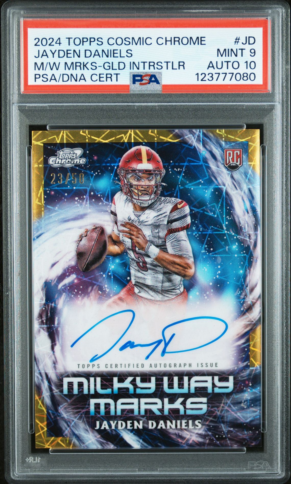 2024 Topps TOPPS COSMIC CHROME MILKY WAY MARKS M/W MRKS-GLD INTRSTLR #JD Jayden Daniels front