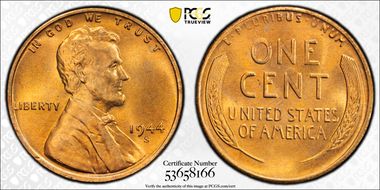 1944-S 1C MS67RD
