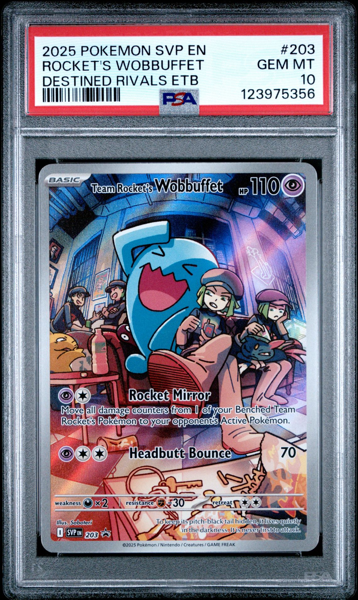 2025 Pokemon POKEMON SVP EN-SV BLACK STAR PROMO DESTINED RIVALS ETB #203 Rocket's Wobbuffet front