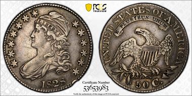 1828 50C Square 2, Small 8s, Lg. Letters N1